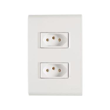 Imagem de Conjunto de Tomada 2P+T Dupla 4X2 10A - Tramontina Liz Branco