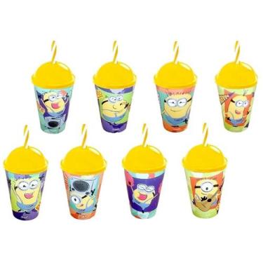 Imagem de Copo Com Canudo Infantil Festa Lembrancinha Refrigerante Milk Shake Pe