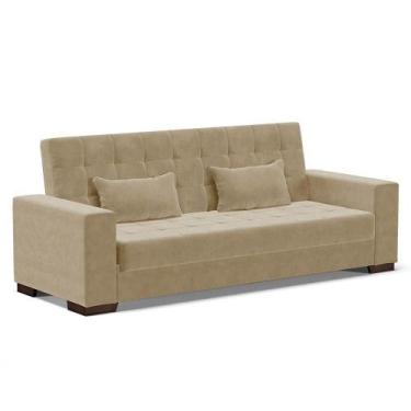 Imagem de Sofá Cama 02 Lugares Suede Marrom Rato Pés De Madeira - DROSSI