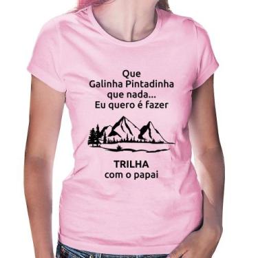Imagem de Baby Look Trilha com o papai Trekking - Foca na Moda, Rosa bebê, P