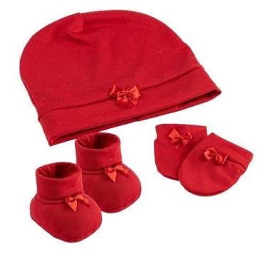 Imagem de Kit Maternidade Menina e Menino Touca, Luva e Sapatinho Malha 100 Algo