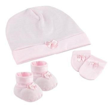 Imagem de Kit Maternidade Menina e Menino Touca, Luva e Sapatinho Malha 100 Algo