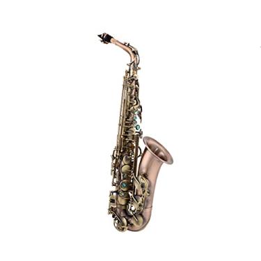 Imagem de Saxofone profissional novo saxofone dourado e bocal de saxofone alto caixa de presente super excelente instrumento de tocar latão sax kit para iniciantes (cor: cobre antigo vermelho)