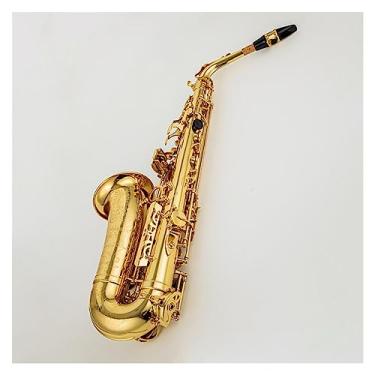 Imagem de Alto Eb Tune Saxofone Latão Dourado Lacado Instrumento Musical E-Flat Sax Com Capa e Acessórios