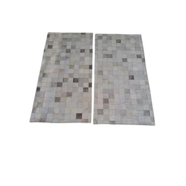 Imagem de Tapete De Couro Natural Par Beira Cama (Passadeira) 1,00 x 0,50 M (Cinza Claro)