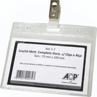 Imagem de Porta Cracha Horizontal 10x7cm 20 Un C/ Presilha Jacaré  - ACP