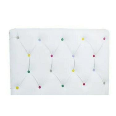 Imagem de Cabeceira Infantil Estofada Botão Colorido Em Korino Branco