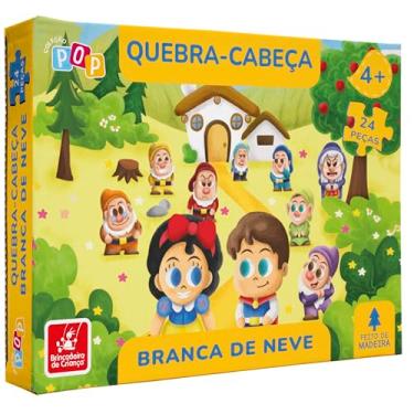 Imagem de Brincadeira de Criança Quebra-Cabeça Infantil 24 Peças Madeira Branca de Neve