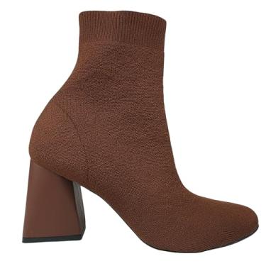 Imagem de Bota Feminina Lima Knit Salto Bloco Alto (Marrom, BR, Adulto, Numérico, 38)
