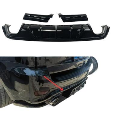 Imagem de Difusor de para-choque traseiro compatível com Jeep Grand Cherokee compatível com SRT 2014-2021 Spoiler Splitter Acessórios para carro Difusor de fibra de carbono Look Body Kit(Carbon Fiber Look)