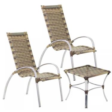 Imagem de 2 Cadeira Em Alumínio Garden e Mesa Garden Para Area Piscina Varanda Trama