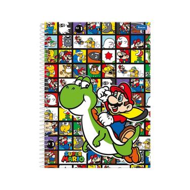 Imagem de Caderno Universitário Super Mario 1 Matéria 96 Folhas 20x28 cm Capa Dura Capas Sortidas