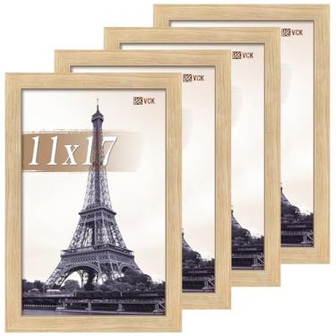 Imagem de VCK Conjunto de 4 porta-retratos de 28 x 43 - porta-pôsteres de madeira com qualidade de galeria, borda de 2,9 cm de largura, acrílico polido, exibição de parede vertical ou horizontal para foto/arte