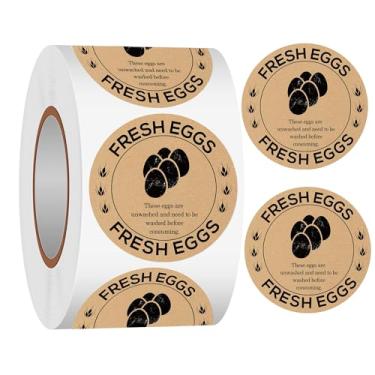 Imagem de 500 peças de adesivos de caixa de ovos frescos da fazenda 5 cm - Kraft redondo não lavado etiquetas de embalagem de ovos autoadesivos para ovos de codorna de galinha, pato, ovo de codorna
