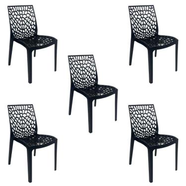 Imagem de Kit 5 Cadeiras De Jantar Oficial Gruvyer Preto