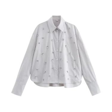 Imagem de Conjunto De Camisa E Shorts De Lapela De Manga Comprida Feminino Moda 