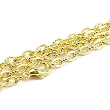 Imagem de CleverDelights Colares de corrente de ouro 5 x 7 mm – Pacote com 100 – 61 cm de comprimento – Correntes grandes planas ovais – Joias artesanais DIY, 24 inch, Ferro, Sem Pedra Preciosa
