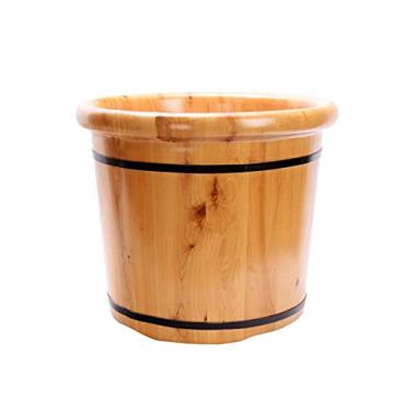 Imagem de FTOQWZXV Balde para banho de pés, acessórios de sauna, balde de água, banheiras de madeira feitas à mão, barril relaxante para os pés, presente (A)