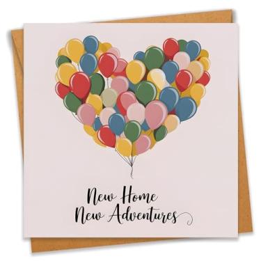 Imagem de PEONYNFOX New Home New Adventures Housewarming First Home New Place Cartão de Mudança Presente de Fechamento de Corretor de Imóveis para Família Amigo Colega - Tamanho 14 cm x 14 cm Em Branco Dentro