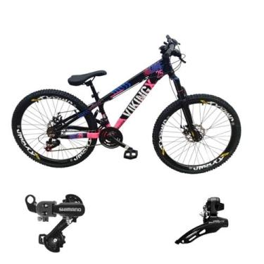 Imagem de Bicicleta Aro 26 Vikingx Aluminio Tuff 25 Mtb 24v Cambio Shimano Diant