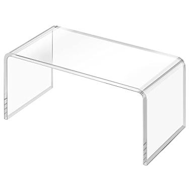 Imagem de Elavain Mesa lateral transparente e pequena mesa de centro, mesa de sofá elegante com bordas arredondadas, mesas de acrílico para sala de estar, mesas laterais modernas, conjuntos de móveis de quarto