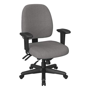 Imagem de Office Star Cadeira de escritório ergonômica traseira média com altura ajustável, inclinação e descansos de braço acolchoados, tecido de pedra interlink