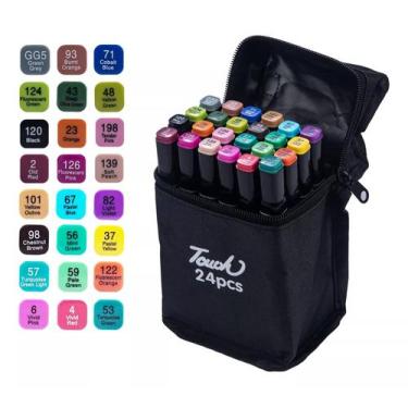 Imagem de Canetas Marcador Canetinha Ponta Dupla 24 Cores - touch