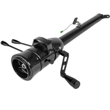 Imagem de iiLentes Coluna de volante de inclinação de coluna universal preta de 83 cm sem chave para Chevrolet C10 Truck C20 GMC 1960-1972, câmbio de coluna de alumínio preto