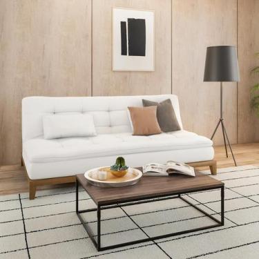 Imagem de Sofá-Cama 3 Lugares Casal Excelencia Base e Pés de Madeira Branco - Mo