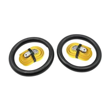 Imagem de menolana Argolas de ginástica com tiras antiderrapantes fáceis de instalar, versáteis, para exercícios de treinamento de força em parques, academias, Amarelo