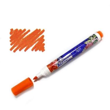 Imagem de Caneta Permanente Para Tecido Acrilpen Acrilex 517 - Laranja - Pintura Permanente e Personalização É Ideal Para Personalizar E Detalhar Seus Projetos De Tecido Com Precisão E Durabilidade
