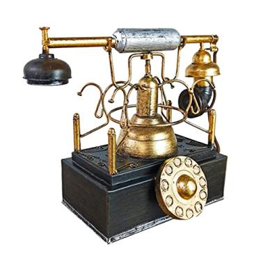 Imagem de UWEREBFM Antigo modelo de telefone fixo vintage decorativo telefone ornamento decoração de mesa mesa retro telefones decorativos antigos
