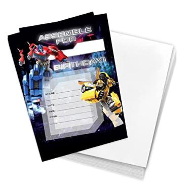 Imagem de Desert Cactus Cartões de convites de feliz aniversário Transformers 10 unidades com envelopes meninos meninas festa infantil (estilo D)