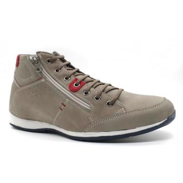 Imagem de Sapatenis Zip Casual Masculino com Zíper sem Amarração Couro Legítimo (Cinza, BR, Adulto, Numérico, 44)