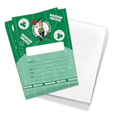 Imagem de Desert Cactus Boston Celtics Convites Cartões de Feliz Aniversário NBA Oficialmente Licenciado 10 Contagem com Envelopes Meninos Meninas Festa Infantil (Estilo A)