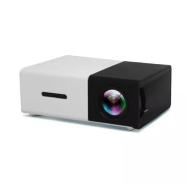 Imagem de Mini Projetor Portátil LED, Compacto Preto e Branco, Lente Colorida