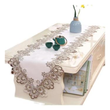 Imagem de Caminho de Mesa Trilho Kasilar Premium Barrado Guipir 40x2.20cm - Kasi
