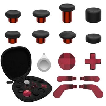 Imagem de CHARM FOCUS Kits De Substituição Joysticks Metal 16 Em 1 Para Xbox Elite Series 2, Inclui Magnéticos, Botões, Capas Silicone, D-Pads E Ferramenta Ajuste (Vermelho Vulcão)