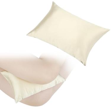Imagem de Travesseiros de joelho para perna 28 x 19,8 cm, almofadas de suporte de quadril pequenas e sedosas, resfriamento suave entre as pernas para pessoas que dormem de lado, ciática, articulações ciáticas