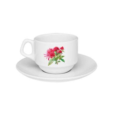 Imagem de Xícara De Porcelana Ervas Chá Erva Cidreira + Pires - 180ml - VilelaGG