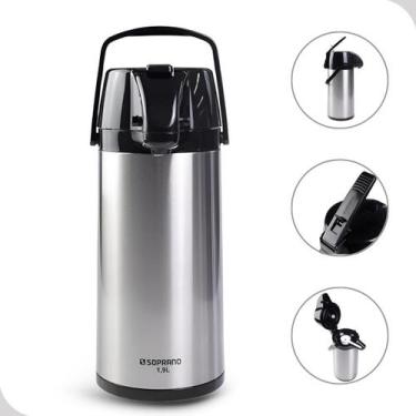 Imagem de Garrafa De Inox Termica Café Chá 1,9 Litros Pressão Soprano, 1,9L, Pre