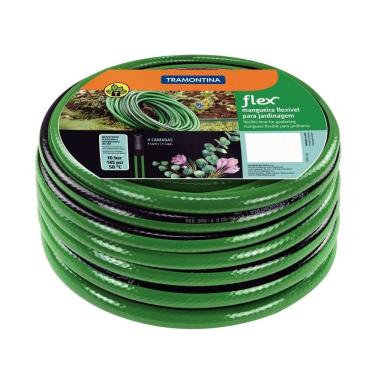 Imagem de Mangueira Flex Para Jardim Tramontina Verde Com Faixa Preta Em Pvc 4 Camadas 15 M Tramontina