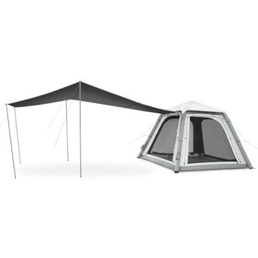 Imagem de Naturehike Barraca inflável de acampamento Ango Air Pro com bomba embutida removível, proteção UV, barraca blackout à prova d'água, barraca para 4 pessoas com toldo e bastões