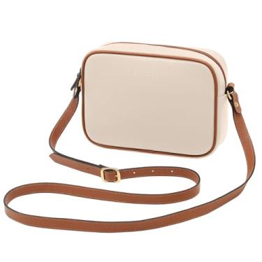 Imagem de Mariart Jeri Bolsa Transversal Feminina em Couro Bovino Legítimo (Off White/Camel)