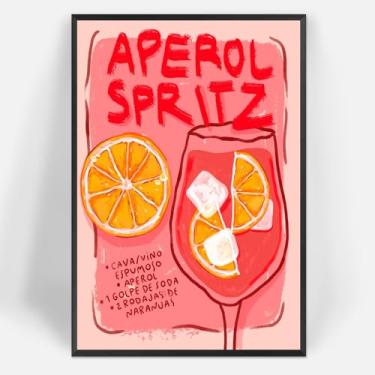 Imagem de Pôster em tela de coquetel laranja clássico na moda rosa aperols coquetel arte de parede álcool bebidas sala impressão estética pintura para cozinha clube bar carrinho decoração de parede 20 x 30 cm