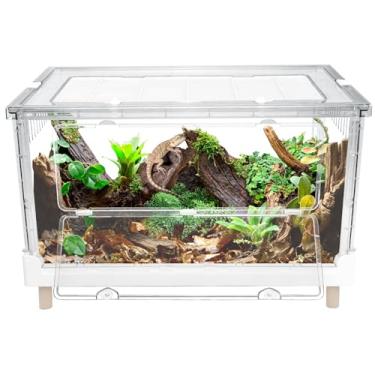Imagem de Ruexue Gabinete de terrário transparente dobrável, fácil configuração, acesso frontal seguro com trava à prova de fuga, habitat espaçoso para hamsters, lagartixas, dragões barbudos, répteis. 69,8 cm x