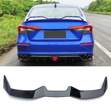Imagem de Spoiler de porta-malas traseiro compatível com Civic 11ª geração 2022 kit de carroceria acessórios de carro asa de teto traseiro (preto brilhante)