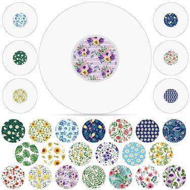 Imagem de Colarr 80 peças de capas de sensor compatíveis com adesivos Libre 2 adesivos à prova d'água fita transparente compatível com Libre 2 e 80 adesivos de sensor conjunto de adesivos transparentes (flor)