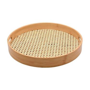 Imagem de Bandeja Redonda Em Bambu Com Palha Indiana - Oikos, Natural