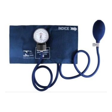 Imagem de Esfigmomanômetro Aparelho De Pressão Adulto 18 A 35 cm Premium, Azul